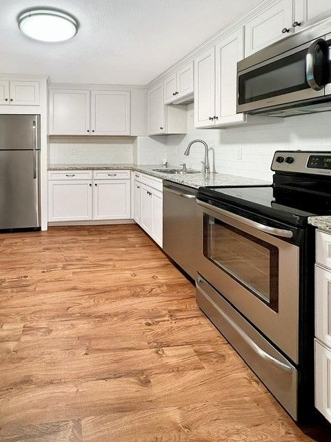 Interior, Kitchen, Stainless Steel Appliances, Wood Texture Flooring