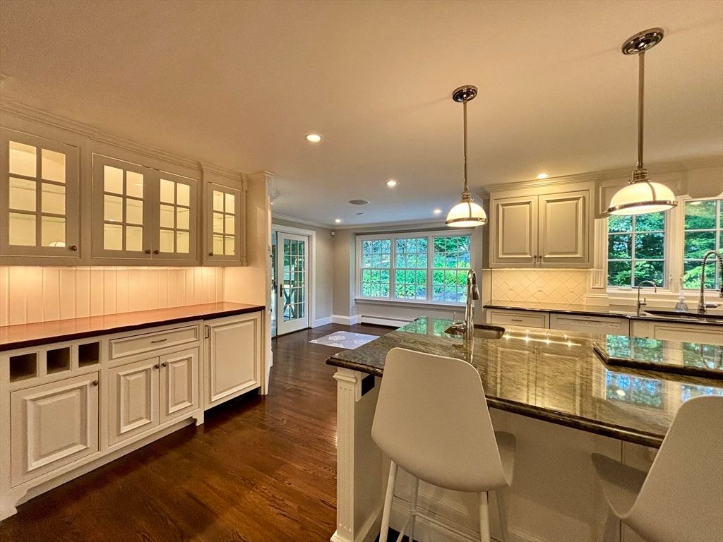 Interior, Kitchen, Pendant Lights, Recessed Lighting, Wood Texture Flooring