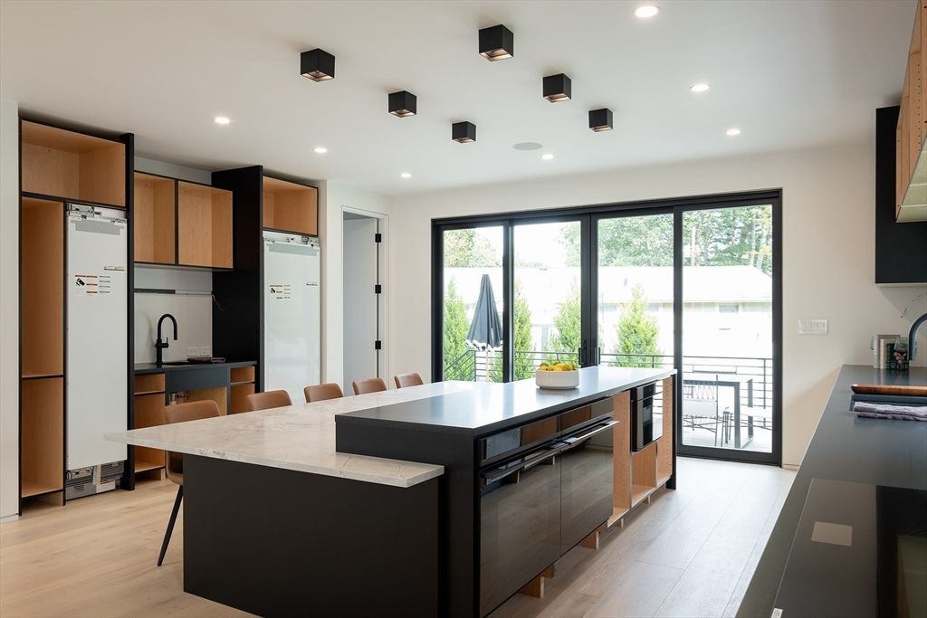 Interior, Kitchen, Recessed Lighting, Wood Texture Flooring