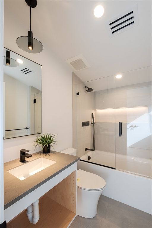 Bathroom, Glass Shower, Interior, Recessed Lighting
