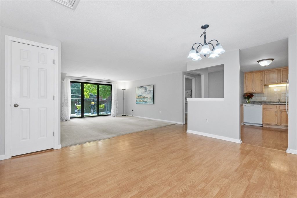 Chandelier, Empty room, Interior, Kitchen, Wood Texture Flooring