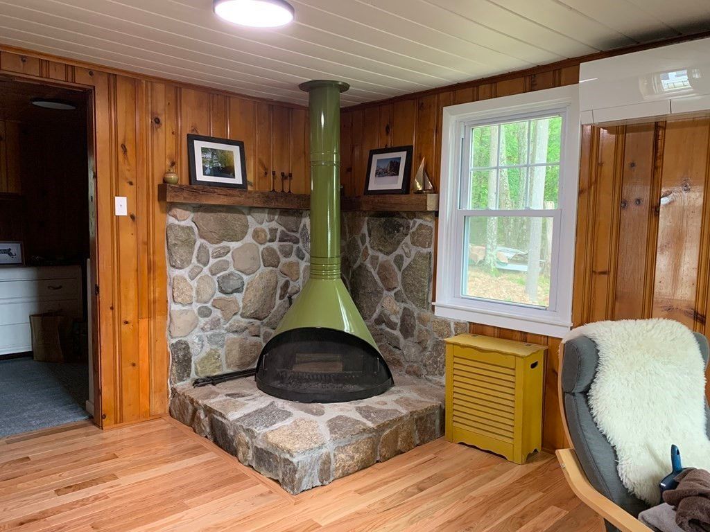 Fireplace, Interior, Stone Walls, Wood Texture Flooring, Wooden Walls
