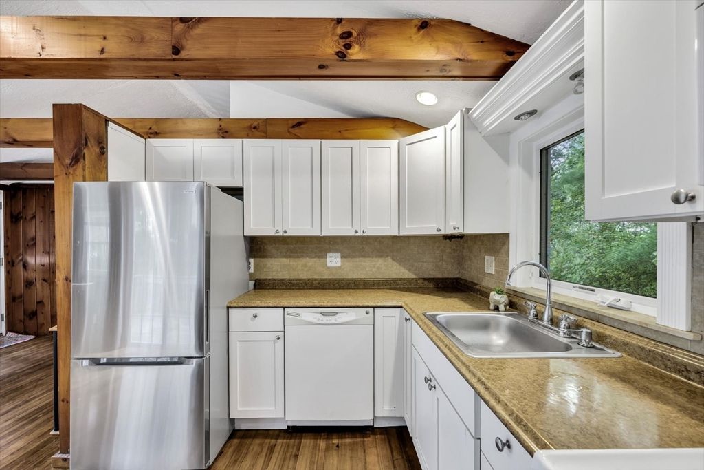 Interior, Kitchen, Recessed Lighting, Wooden Beams, Wood Texture Flooring