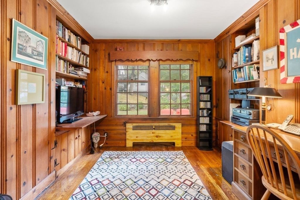 Home Office, Interior, Wood Texture Flooring, Wooden Walls