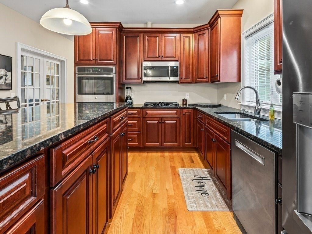 Interior, Kitchen, Pendant Lights, Recessed Lighting, Wood Texture Flooring