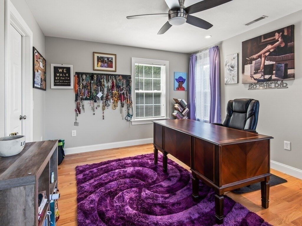 Home Office, Interior, Recessed Lighting, Wood Texture Flooring
