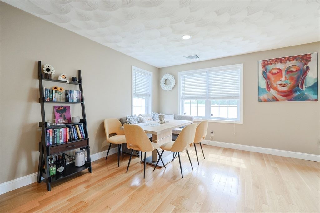 Dining room, Interior, Recessed Lighting, Wood Texture Flooring