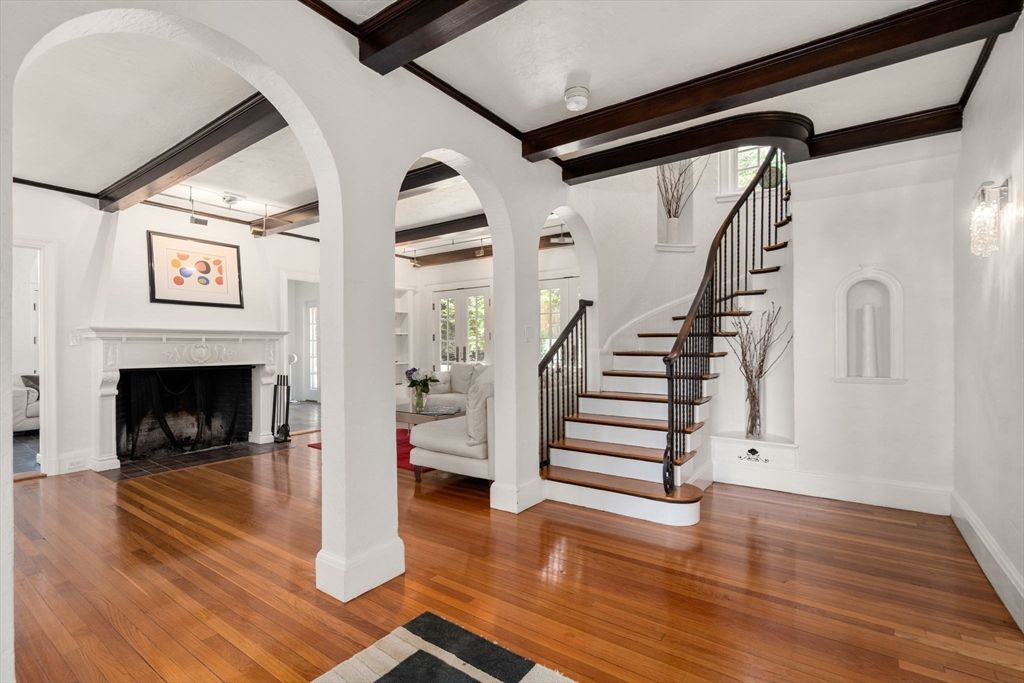 Fireplace, Interior, Wooden Beams, Wood Texture Flooring