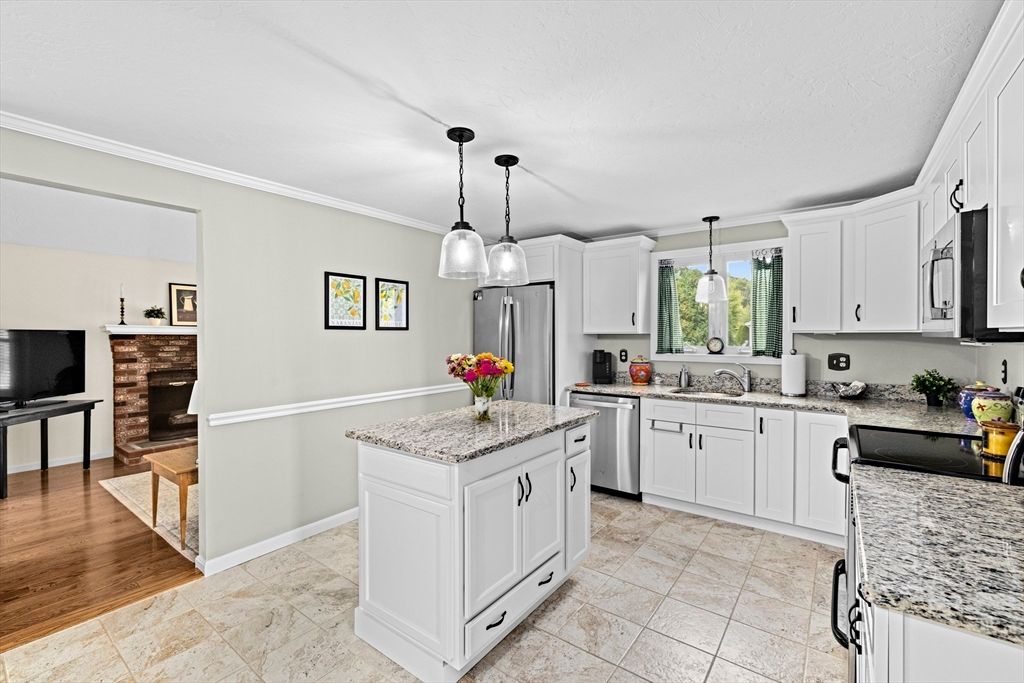 Interior, Kitchen, Pendant Lights, Stainless Steel Appliances, Wood Texture Flooring
