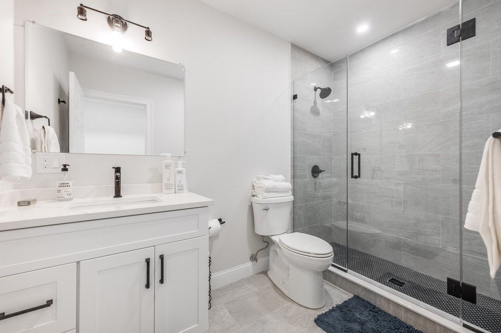 Bathroom, Glass Shower, Interior, Recessed Lighting