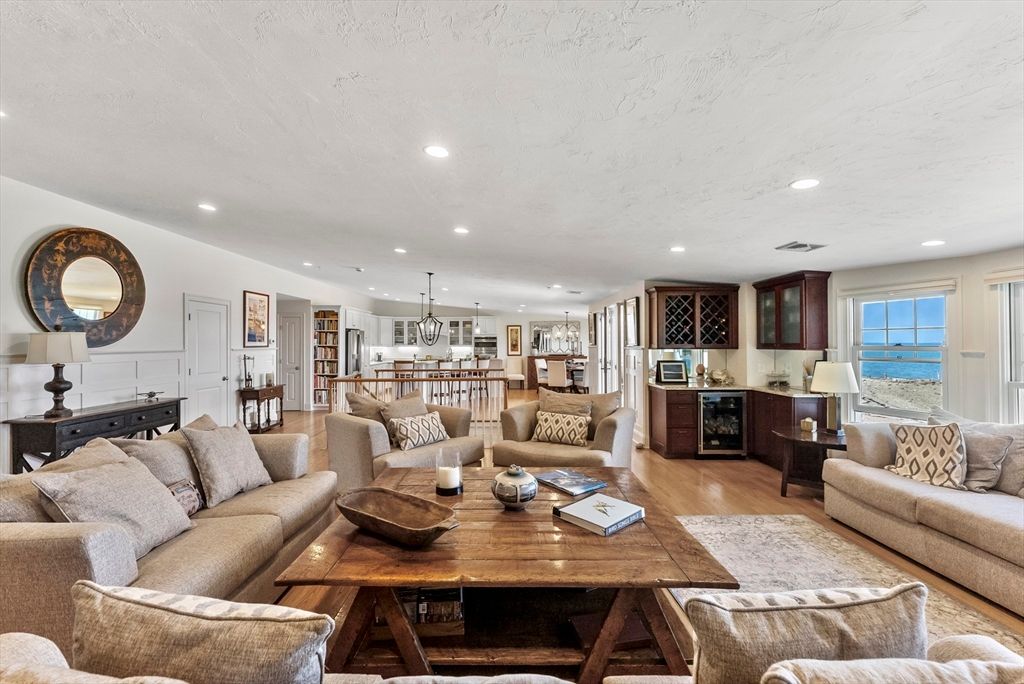 Dining room, Interior, Kitchen, Living room, Pendant Lights, Recessed Lighting, Water, Wood Texture Flooring