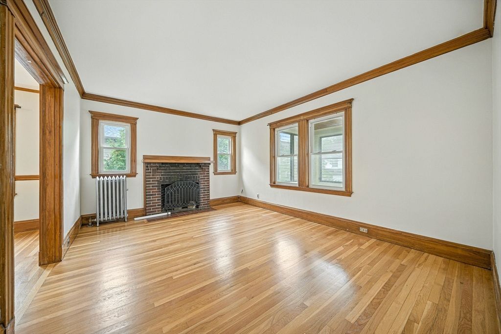 Empty room, Fireplace, Interior, Wood Texture Flooring