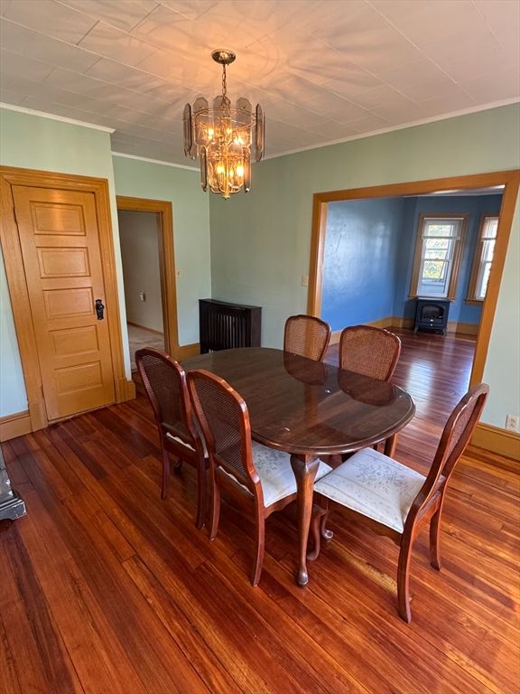 Chandelier, Dining room, Interior, Wood Texture Flooring