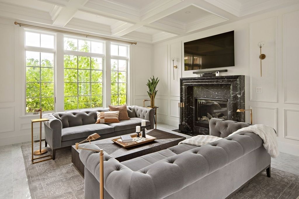 Fireplace, Interior, Living room, Recessed Lighting