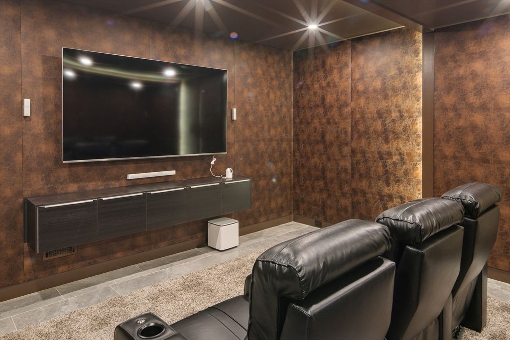 Home Theatre Room, Interior, Recessed Lighting, Theatre Room, Wooden Walls