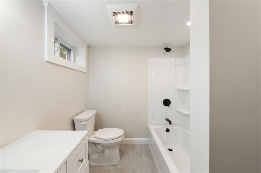 Bathroom, Interior, Recessed Lighting, Wood Texture Flooring