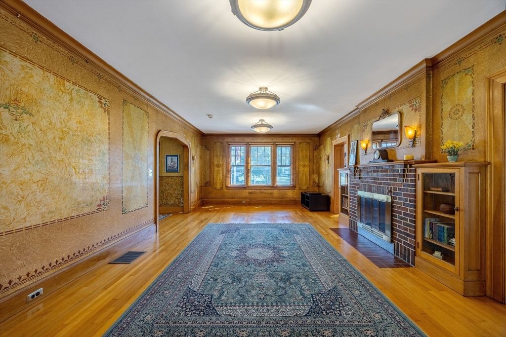 Fireplace, Interior, Wood Texture Flooring, Wooden Walls