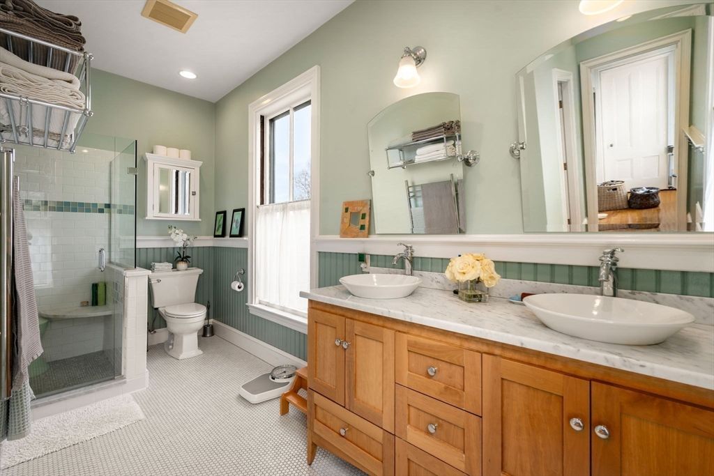 Bathroom, Dual Sink Vanities, Glass Shower, Interior, Recessed Lighting