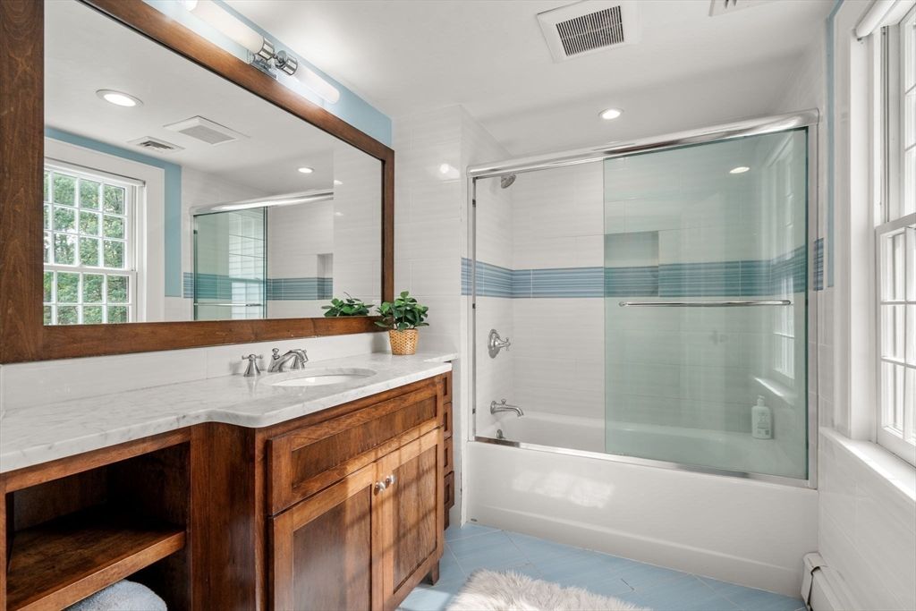 Bathroom, Glass Shower, Interior, Recessed Lighting