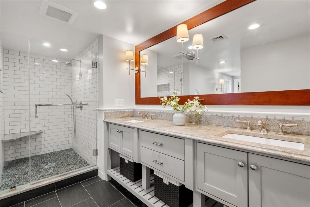 Bathroom, Dual Sink Vanities, Glass Shower, Interior, Recessed Lighting