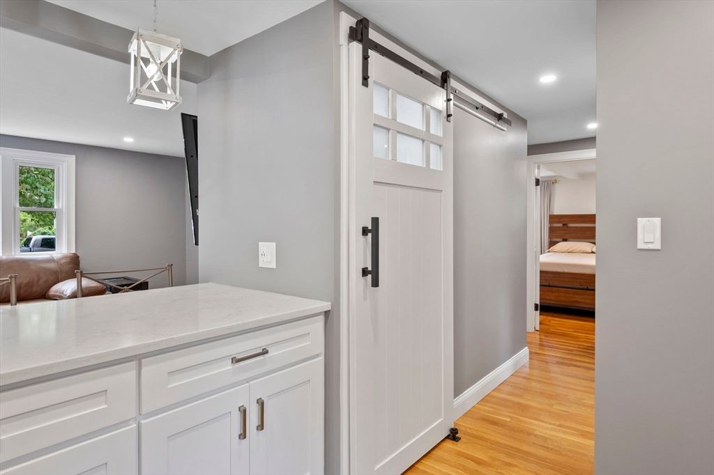 Bedroom, Interior, Pendant Lights, Recessed Lighting, Wood Texture Flooring