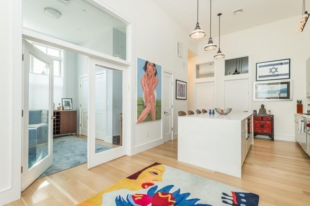 Interior, Kitchen, Pendant Lights, Wood Texture Flooring