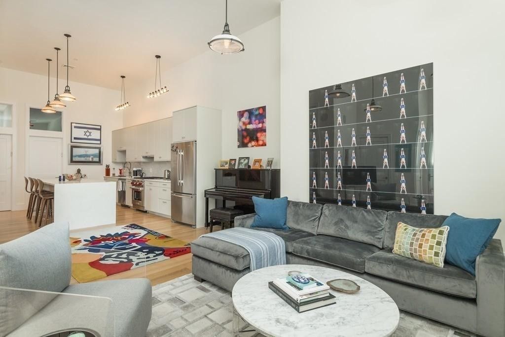 Interior, Kitchen, Living room, Pendant Lights, Piano, Wood Texture Flooring