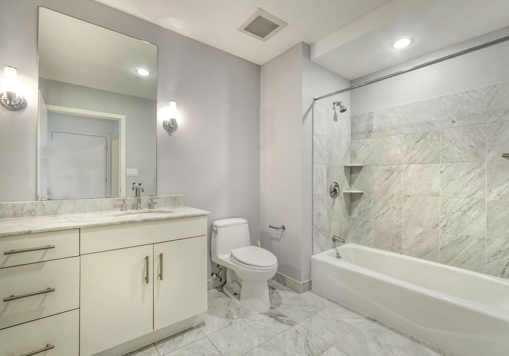 Bathroom, Interior, Marble, Marble Walls, Recessed Lighting