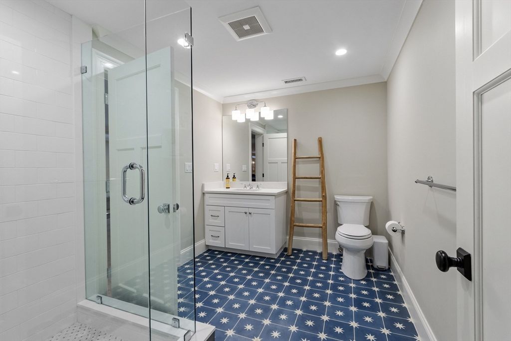 Bathroom, Glass Shower, Interior, Recessed Lighting