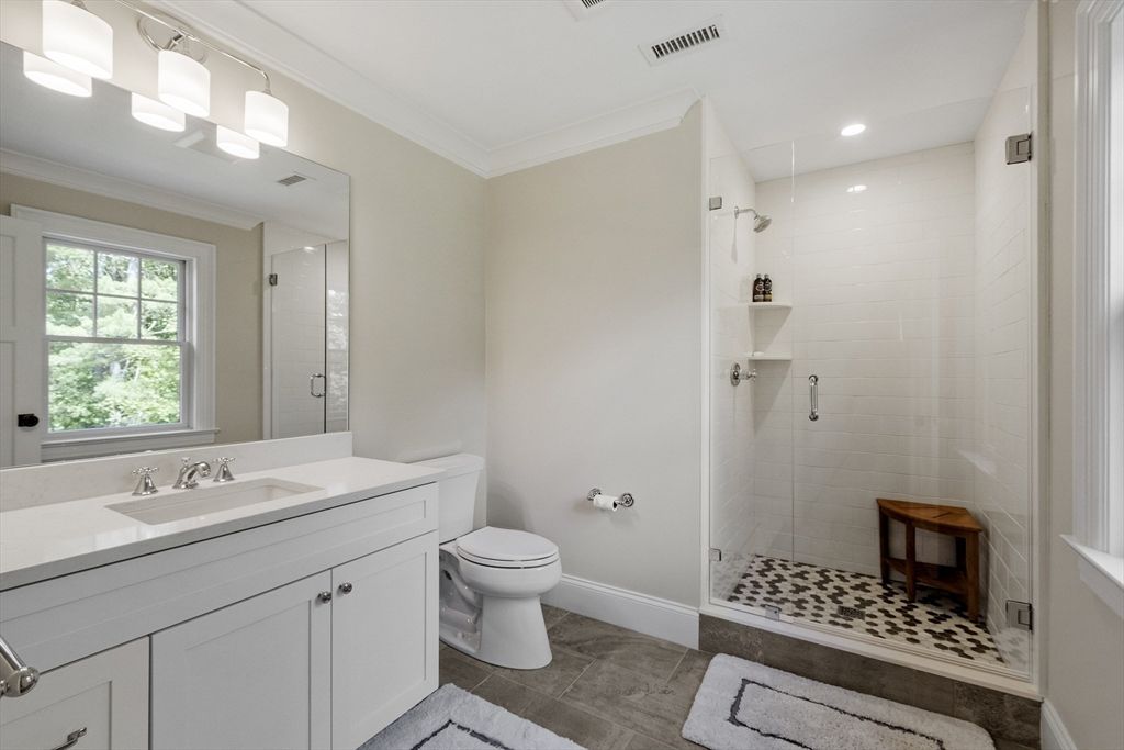 Bathroom, Glass Shower, Interior, Recessed Lighting