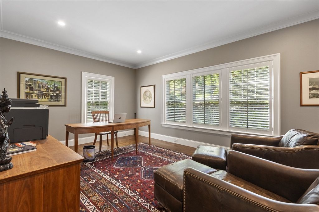 Home Office, Interior, Recessed Lighting, Wood Texture Flooring