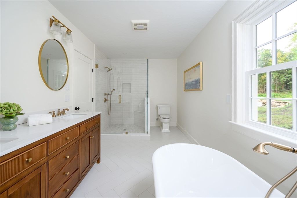 Bathroom, Dual Sink Vanities, Free Standing Baths, Glass Shower, Interior