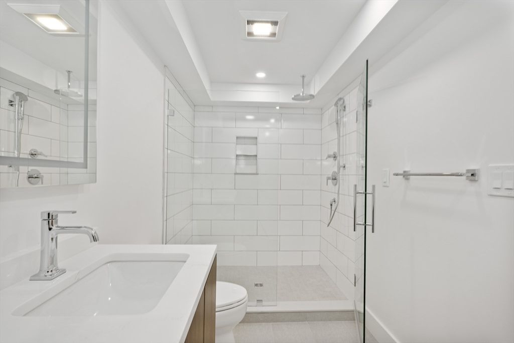 Bathroom, Glass Shower, Interior, Recessed Lighting