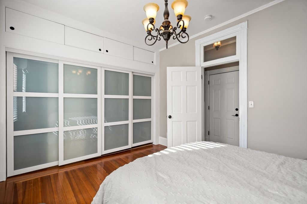 Bedroom, Chandelier, Interior, Wood Texture Flooring