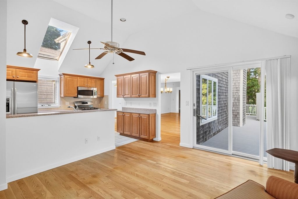 Interior, Kitchen, Pendant Lights, Stainless Steel Appliances, Wood Texture Flooring