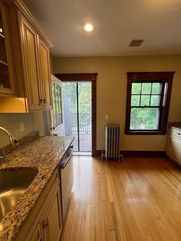 Interior, Kitchen, Recessed Lighting, Wood Texture Flooring