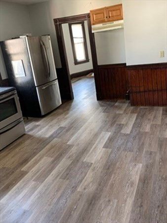 Interior, Kitchen, Stainless Steel Appliances, Wood Texture Flooring