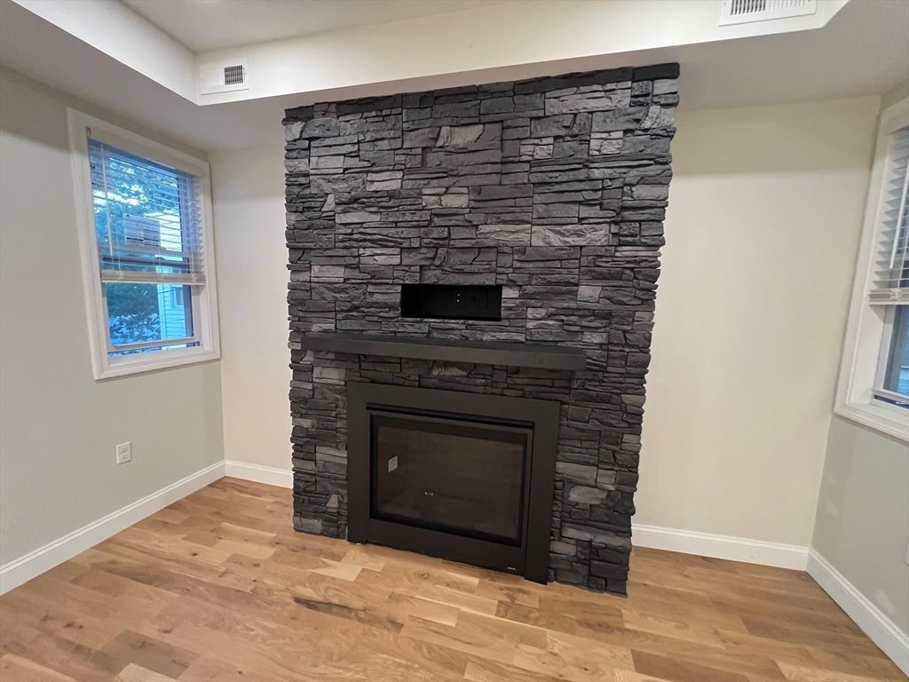 Fireplace, Interior, Stone Walls, Wood Texture Flooring