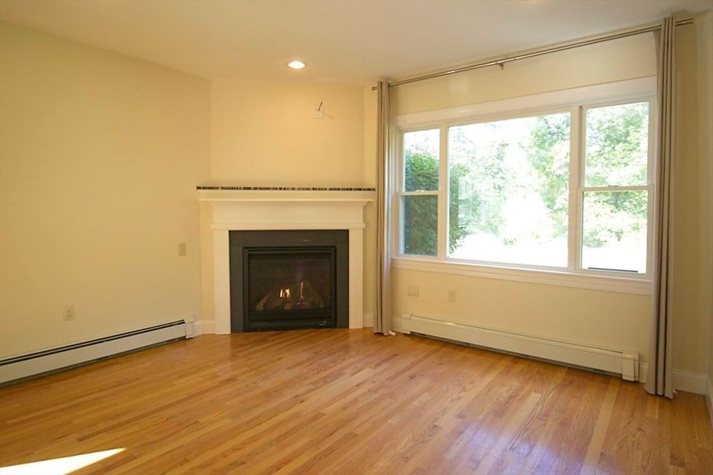 Empty room, Fireplace, Interior, Recessed Lighting, Wood Texture Flooring