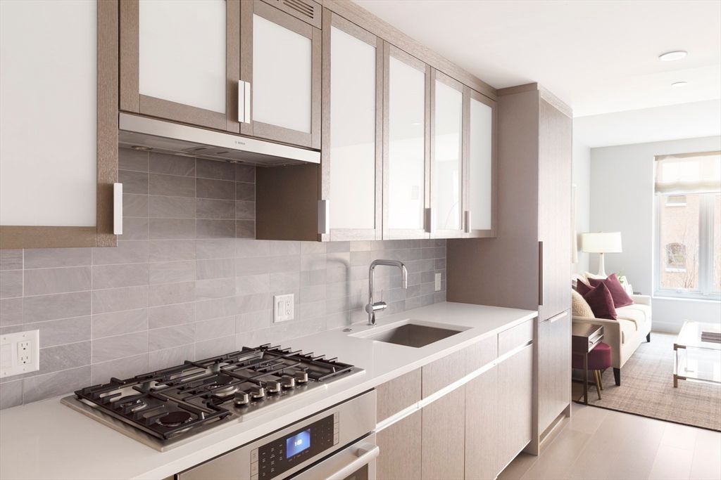 Interior, Kitchen, Living room, Recessed Lighting, Stainless Steel Appliances, Wood Texture Flooring