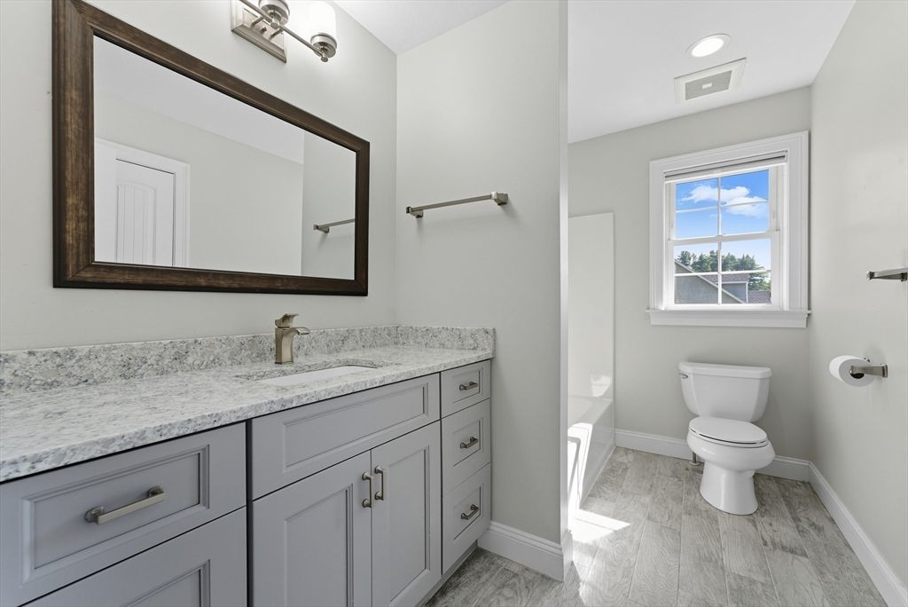 Bathroom, Interior, Recessed Lighting, Wood Texture Flooring