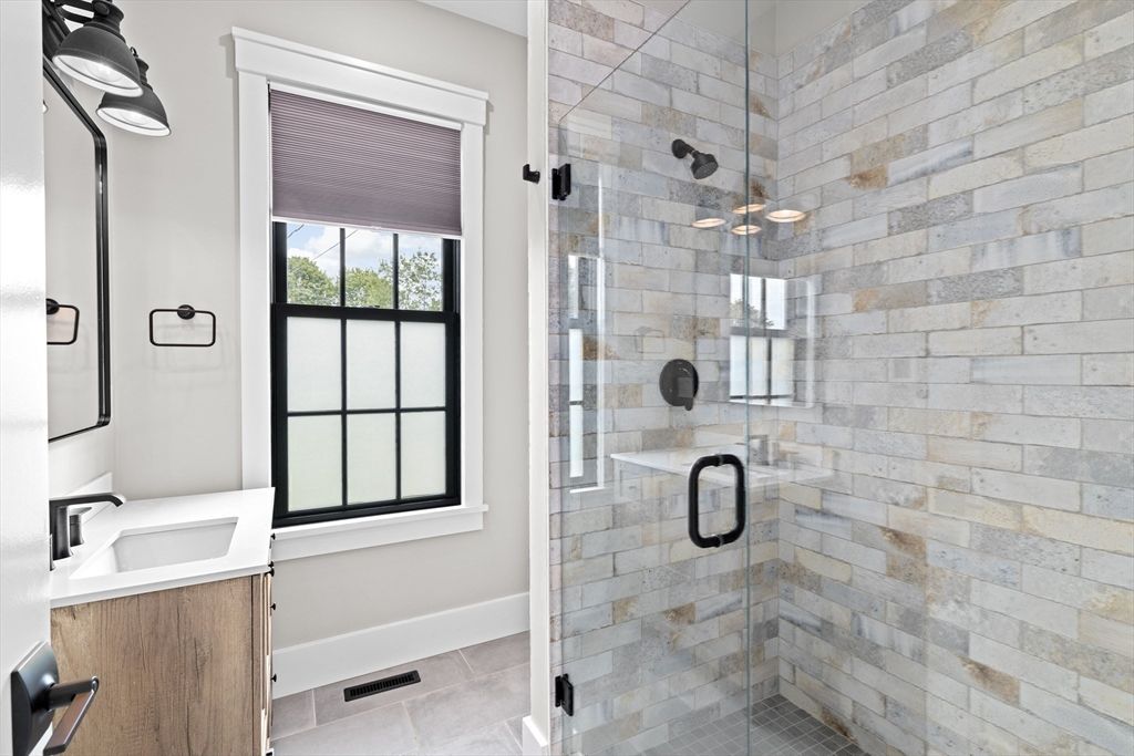 Bathroom, Glass Shower, Interior, Stone Walls