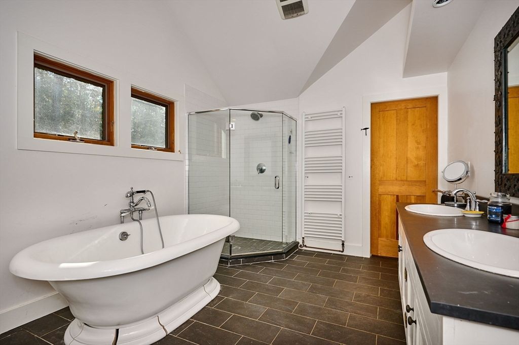 Bathroom, Dual Sink Vanities, Free Standing Baths, Glass Shower, Interior