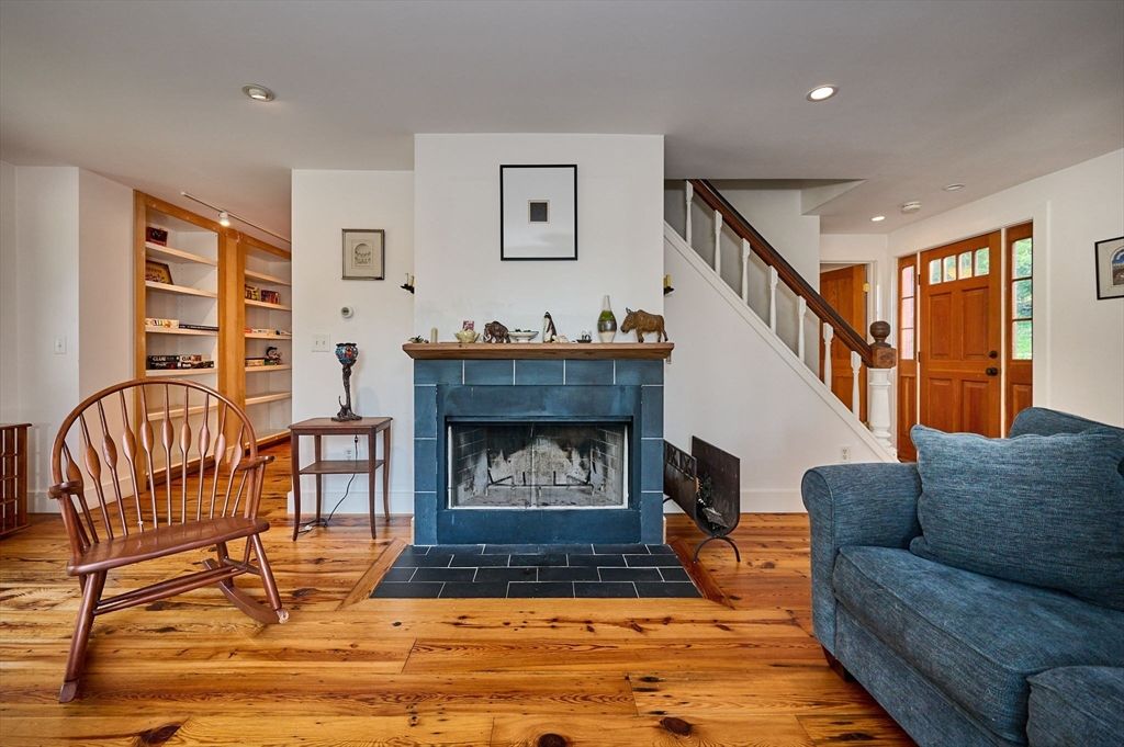 Fireplace, Interior, Recessed Lighting, Wood Texture Flooring