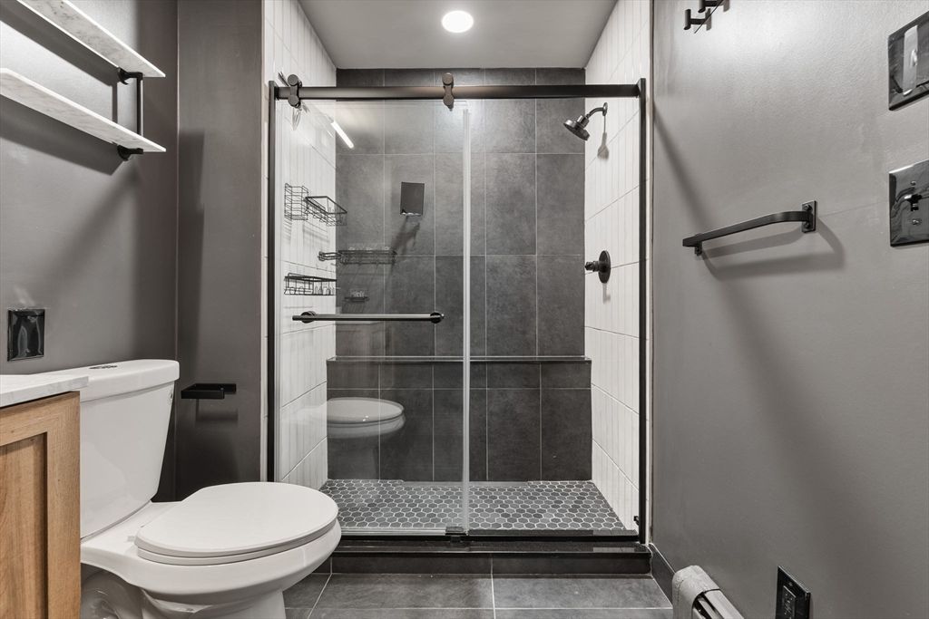 Bathroom, Glass Shower, Interior, Recessed Lighting