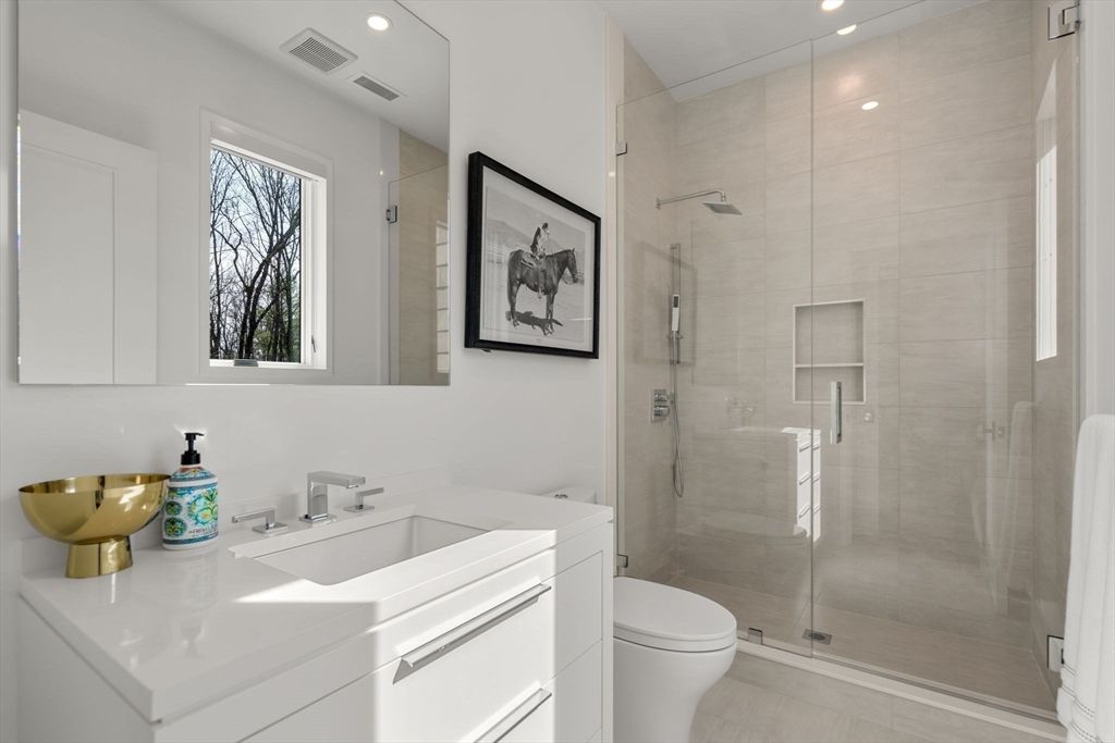Bathroom, Glass Shower, Interior, Recessed Lighting