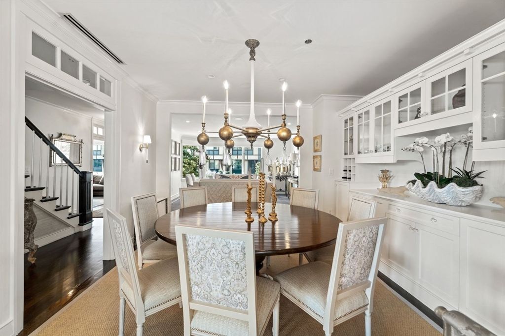 Dining room, Interior, Pendant Lights, Recessed Lighting, Wood Texture Flooring