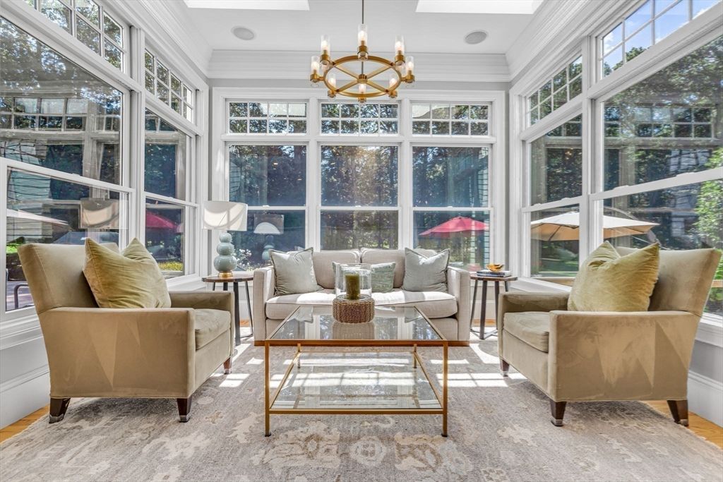 Chandelier, Interior, Living room, Sun Room, Wood Texture Flooring