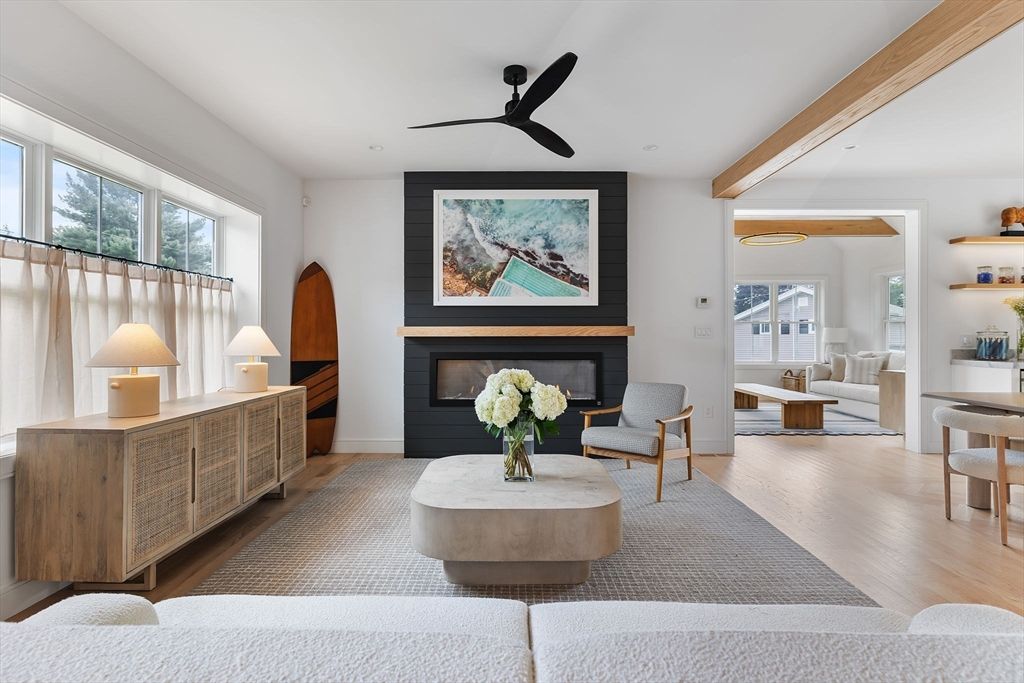 Fireplace, Interior, Living room, Wooden Beams, Wood Texture Flooring