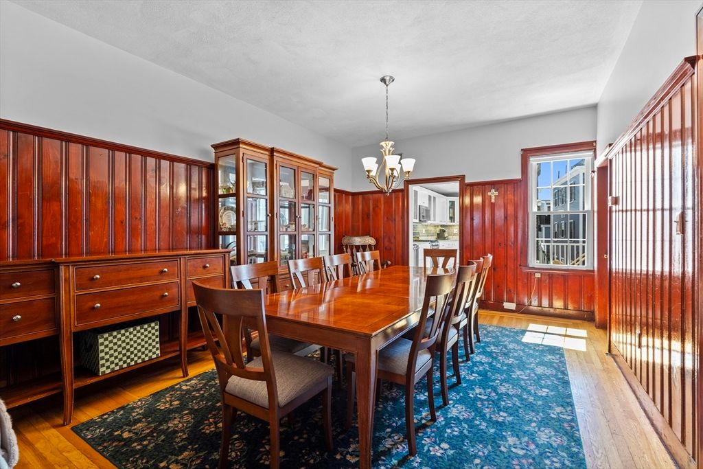 Chandelier, Dining room, Interior, Wood Texture Flooring